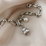 Cat & Ball Silver Chain Charm Bracelet Bracelets KiniCatShop