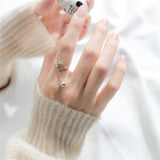 Cat & Bell Silver Chain Trendy Ring Rings KiniCatShop