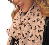 Elegant Chiffon Cat Print Scarf Apparel & Accessories Pink KiniCatShop
