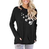 Long Sleeve Pullover with Cat Footprints Shirt Black / S KiniCatShop