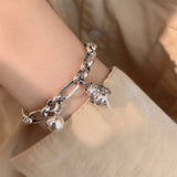 Cat & Ball Silver Chain Charm Bracelet Bracelets KiniCatShop
