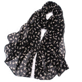 Elegant Chiffon Cat Print Scarf Apparel & Accessories Black KiniCatShop