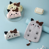 Cute Cat Embroidered Towel Hand Towels Light Gray KiniCatShop