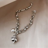 Cat & Ball Silver Chain Charm Bracelet Bracelets KiniCatShop