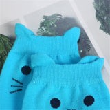 Cute Cat Face Ankle Socks Socks Blue KiniCatShop