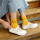 Cute Cat Face Ankle Socks Socks Yellow KiniCatShop