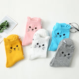 Cute Cat Face Ankle Socks Socks Gray KiniCatShop