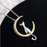 Crescent Moon Cat Lovely Necklace Necklaces gold KiniCatShop