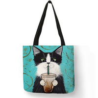 Charming Cat Tote Bag Tote Bag Ice Tea Cat KiniCatShop