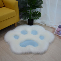Cat Paw Plush Rug Area Rugs 24x24" / White Blue KiniCatShop