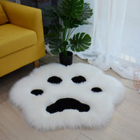 Cat Paw Plush Rug Area Rugs 24x24" / White Black KiniCatShop
