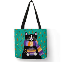 Charming Cat Tote Bag Tote Bag Scarf Cat KiniCatShop
