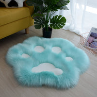 Cat Paw Plush Rug Area Rugs 24x24" / Blue White KiniCatShop