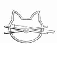 Kitty Cat Hair Clip Hair Accessories Silver KiniCatShop