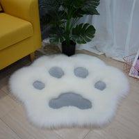 Cat Paw Plush Rug Area Rugs 24x24" / White Gray KiniCatShop