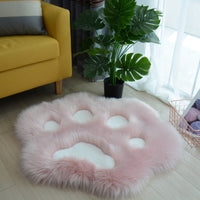 Cat Paw Plush Rug Area Rugs 24x24" / Pink White KiniCatShop