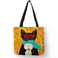 Charming Cat Tote Bag Tote Bag Coffee Cat KiniCatShop