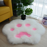 Cat Paw Plush Rug Area Rugs 24x24" / White Rose KiniCatShop