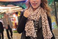 Elegant Chiffon Cat Print Scarf Apparel & Accessories KiniCatShop