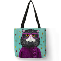 Charming Cat Tote Bag Tote Bag Purple Cat KiniCatShop