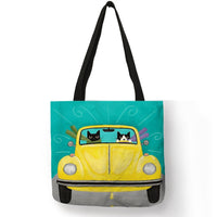 Charming Cat Tote Bag Tote Bag Car Cruisin Cats KiniCatShop
