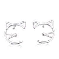 Cat Face Silver Earrings Earrings KiniCatShop