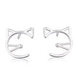 Cat Face Silver Earrings Earrings KiniCatShop