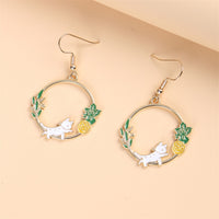Romantic Cat Drop Earrings Earrings White Cat Yellow Flower KiniCatShop