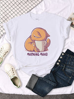 Funny Cat & Coffee T-Shirt T-Shirt White / S KiniCatShop