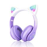 Wireless Cat Ears Head Phones Headphones Dark Purple KiniCatShop