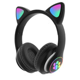 Wireless Cat Ears Head Phones Headphones Black KiniCatShop