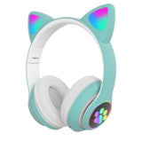 Wireless Cat Ears Head Phones Headphones Green KiniCatShop