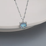 Moonstone Cat-Themed Necklace Necklaces KiniCatShop