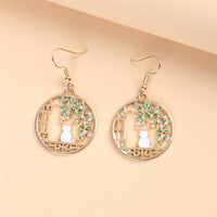 Romantic Cat Drop Earrings Earrings White Cat on Wall KiniCatShop