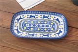 Retro Blue Cat Ceramic Tableware Tableware Rectangular Plate KiniCatShop