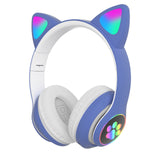 Wireless Cat Ears Head Phones Headphones Blue KiniCatShop