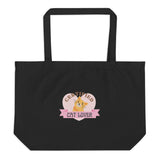 Certified Cat Lover Organic Cotton Tote Bag Tote Bag Black KiniCatShop