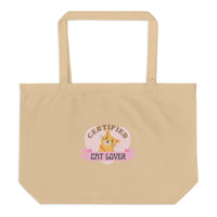 Certified Cat Lover Organic Cotton Tote Bag Tote Bag KiniCatShop