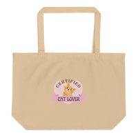 Certified Cat Lover Organic Cotton Tote Bag Tote Bag Oyster KiniCatShop