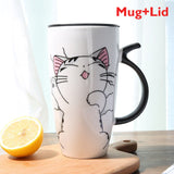 Adorable Kitty Cats Mug with Lid Mug Adorable Cat Face KiniCatShop