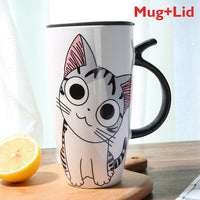Adorable Kitty Cats Mug with Lid Mug Cute Cat Face KiniCatShop