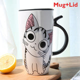 Adorable Kitty Cats Mug with Lid Mug Cute Cat Face KiniCatShop